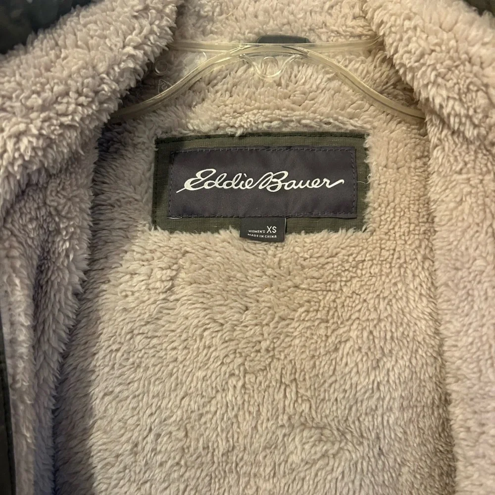 Eddie Bauer Women’s green Sherpa jacket/parka XS EX condition - Picture 4 of 5